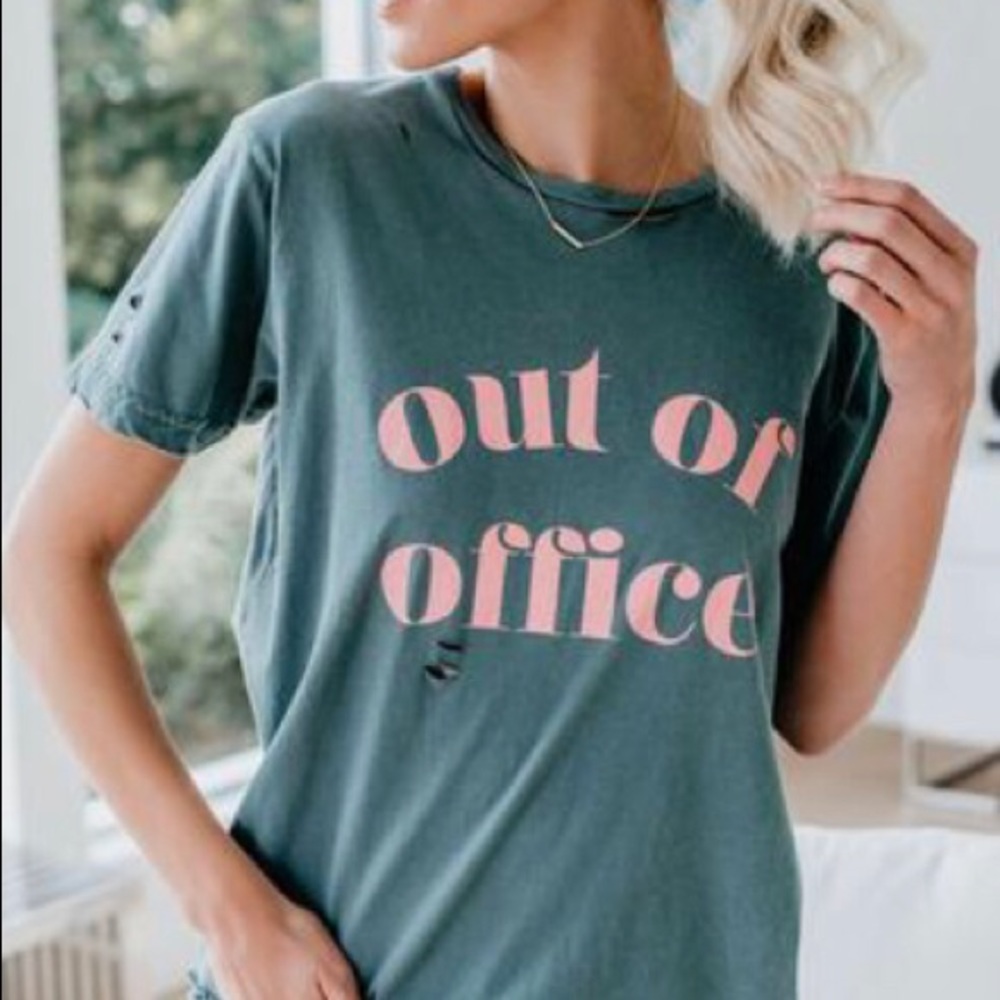 Distressed Out of Office Cotton Tee